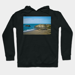 Wonderful Summer Beach Scene - Coastal Scenery - Traeth Llyfn Beach Hoodie